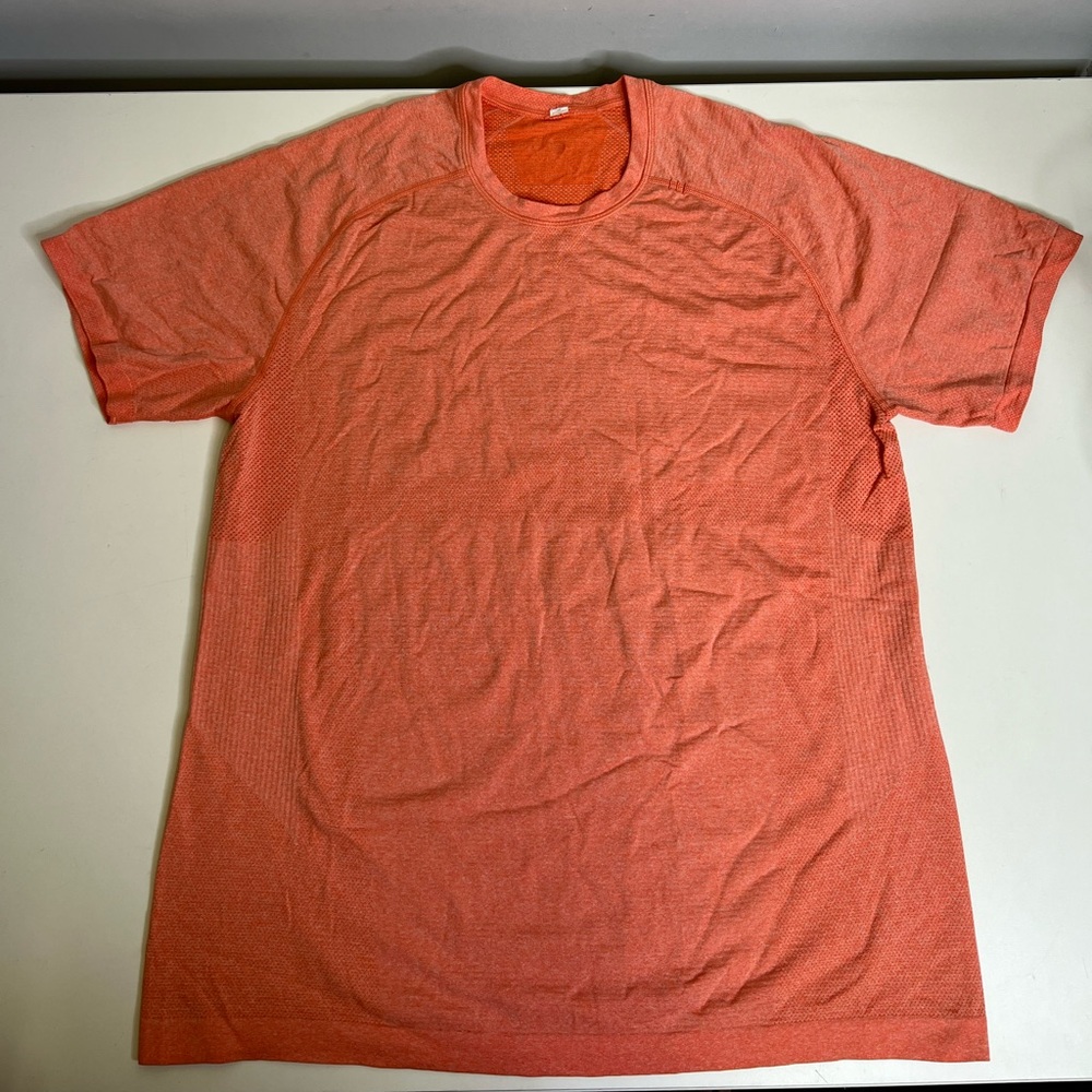 Lululemon Men’s Orange Metal Vent Tech Short-Sleeve Shirt - Size XL